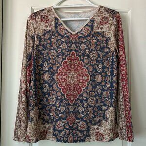 Floral Print V-Neck long sleeve top